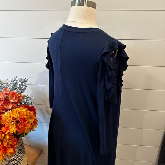 Lane Bryant navy blue soft cotton 3/4 sleeve dress 14-16 - Picture 6 of 11